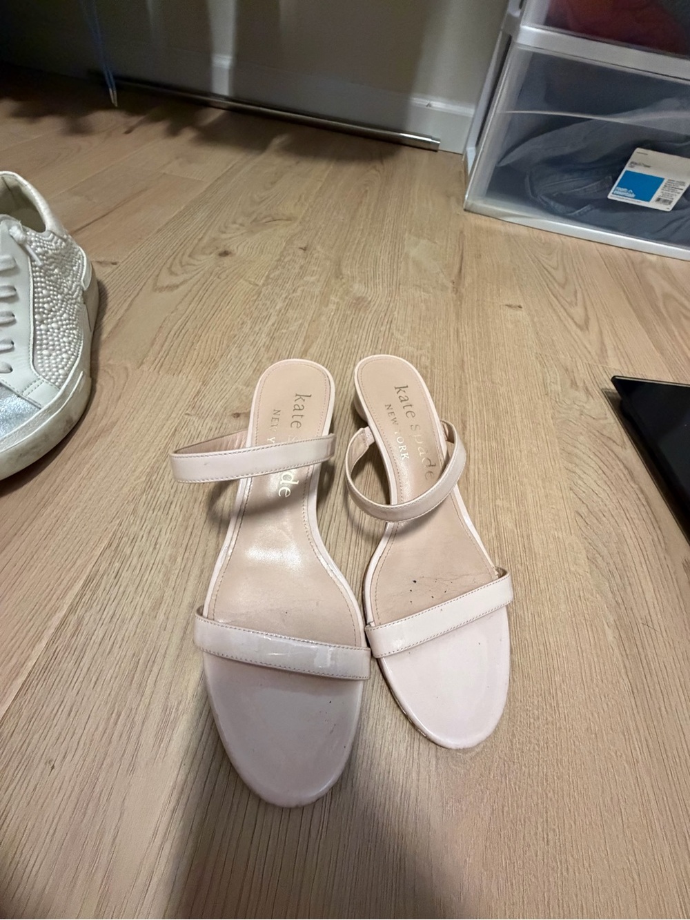 kate spade Pale Pink Double-Strap Slide Mules